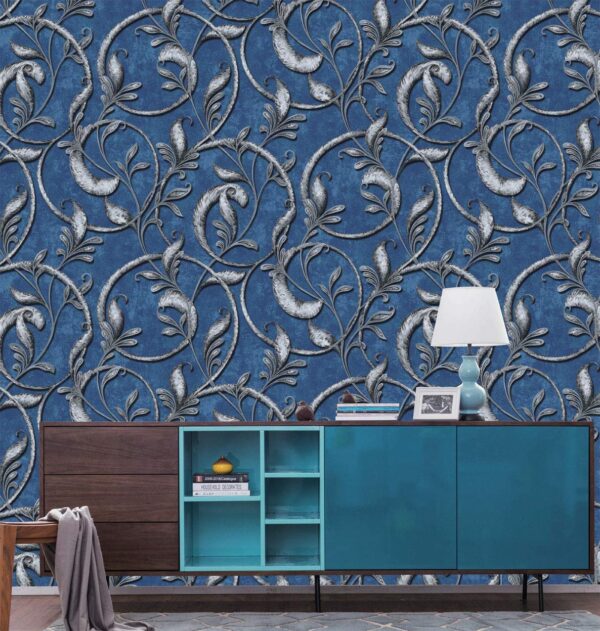 Blue and Silver Classical Design for Walls